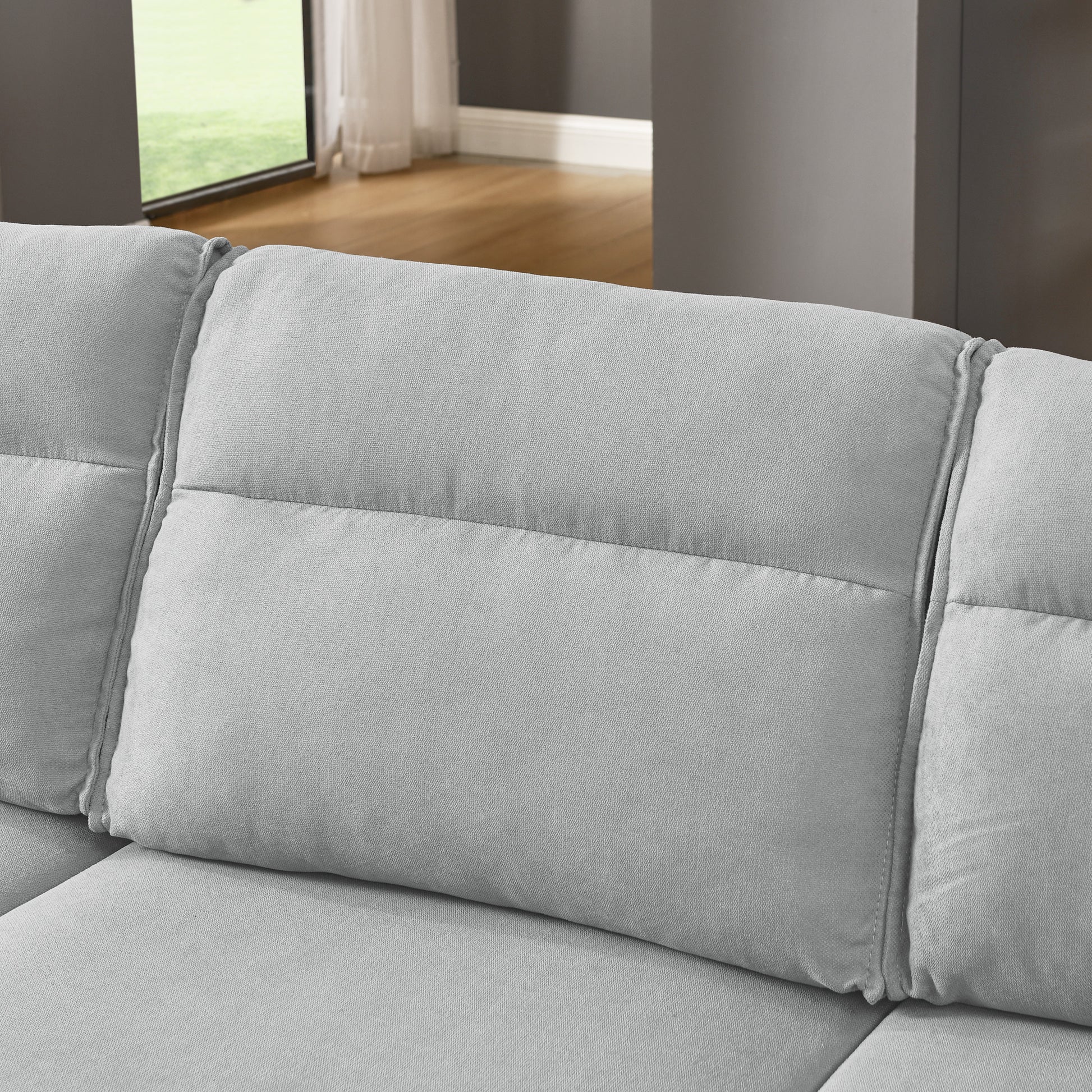 Modern Sofa 3 Seat Couch With Stainless Steel Trim And Metal Legs For Living Room,Package Compression Sofa Technology,Gray Gray Foam 3 Seat