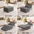 Sofa Bed,Chair Bed,Sleeper Couch,4 In 1 Multi Function Folding Ottoman Bed With Slide Storagepocket For Living Room,Bedroom,Hallway Dark Gray Espresso Bedroom Mid Century Modern Oak Upholstered Fabric