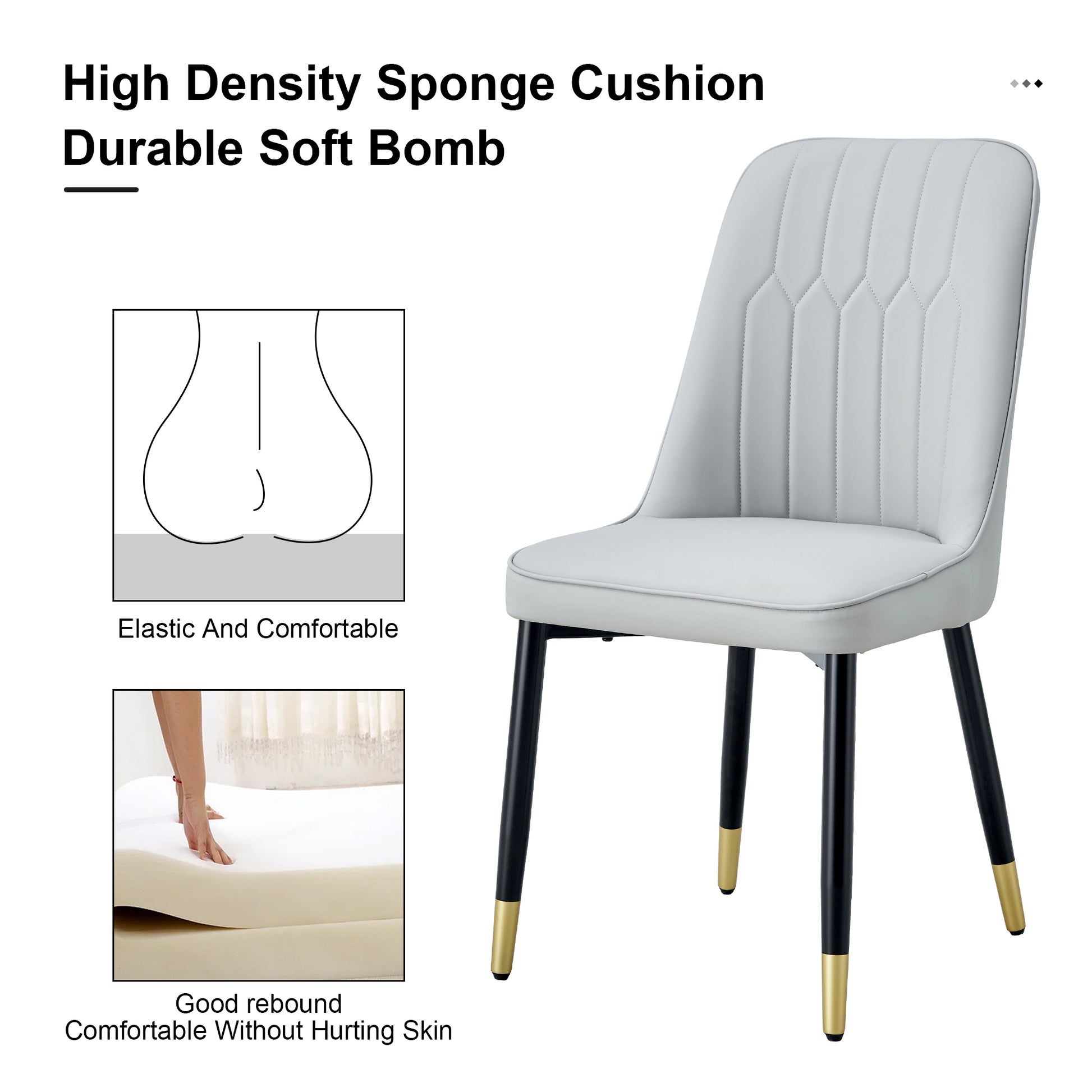 Table And Chair Set, Round Table With White Marble Pattern, Gold Mdf Table Legs, Soft And Comfortable Dining Chair, Suitable For Kitchen And Living Room White Seats 4 Mdf