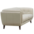 Solana Leather Sofa Beige Down Filling Genuine Leather 3 Seat