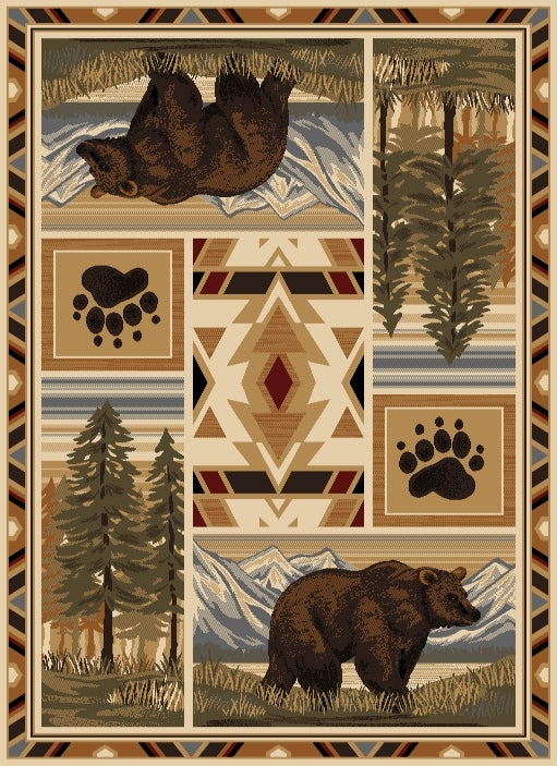 Woodland Gc Rst5301 Multi 7 Ft. 10 In. X 10 Ft. 3 In. Lodge Area Rug Cream Polypropylene