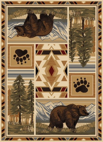 Woodland Gc Rst5301 Multi 7 Ft. 10 In. X 10 Ft. 3 In. Lodge Area Rug Cream Polypropylene