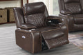 Power Motion Recliner Chair 1Pc Chair Contemporary Brown Color Gelstorage Arms W Cup Holder Living Room Furniture Brown Faux Leather Power Push Button Primary Living Space Cushion Back Contemporary,Modern Pillow Top Arms Metal & Wood