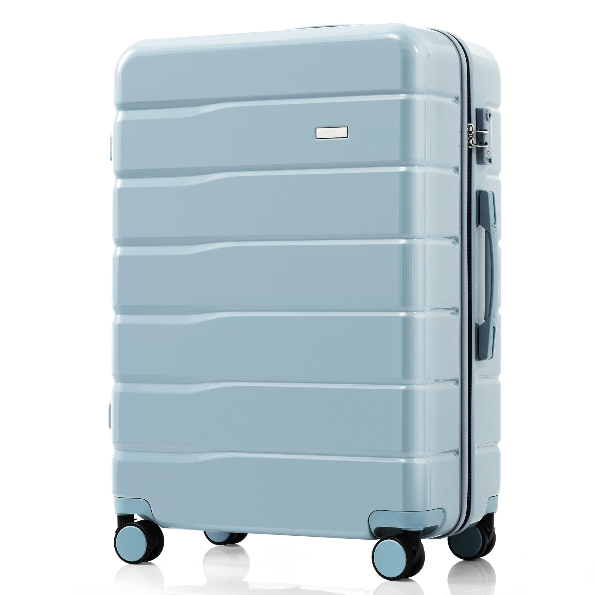 Premium Abs Travel Luggage Set3 Piece Tsa Lock Suitcase Group With 20, 24, And 28 Inch Sizes With 360 Spinner Wheels, Grey Blue Blue Abs