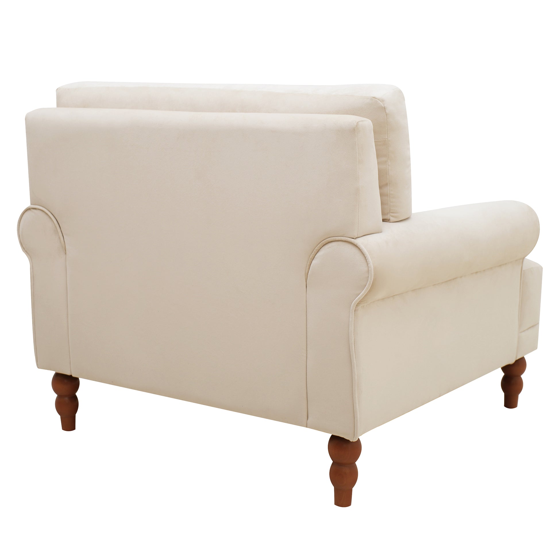 Mirod Elegant Circular Armrests, Ergonomic Lumbar Support, Vintage Roman Column Legs, Luxurious Large Size, Enhances Living Room Aesthetics, For Living Room,Bedroom And Study Beige Velvet