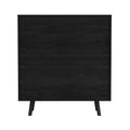 Bohemian Bar Cabinet, Natural Rattan Doors, Removable Wine Rack In Ebony 1 2 Shelves Black Boho,Mid Century Modern Mdf