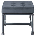 Grey And Sandy Grey Rectangle Ottoman Grey Velvet Primary Living Space Solid Grey Rectangle Fabric Metal
