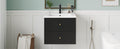 24 Inch Wall Mounted Bathroom Vanity With 2 Drawers Ideal For Small Bathrooms Black Bathroom Mdf