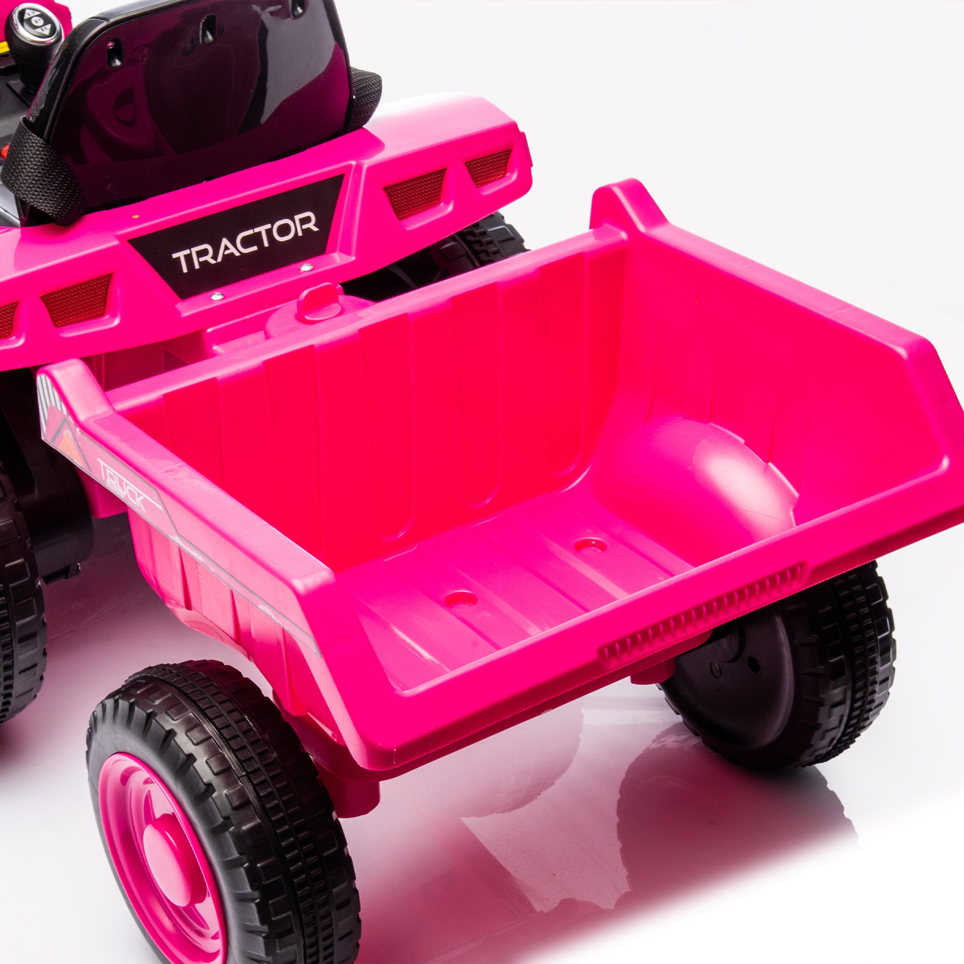 12V Kids Ride On Electric Tractor Black Knight,Kids Ride On Toy.2Wd,Non Skid Tires, Steering Wheel, Foot Pedal,With Removable Storage Tug,Light,Bluetooth,Music,Mp3,Usb,Power Display For Kids Aged 3 . Rose Red 50 99 Lbs Polypropylene