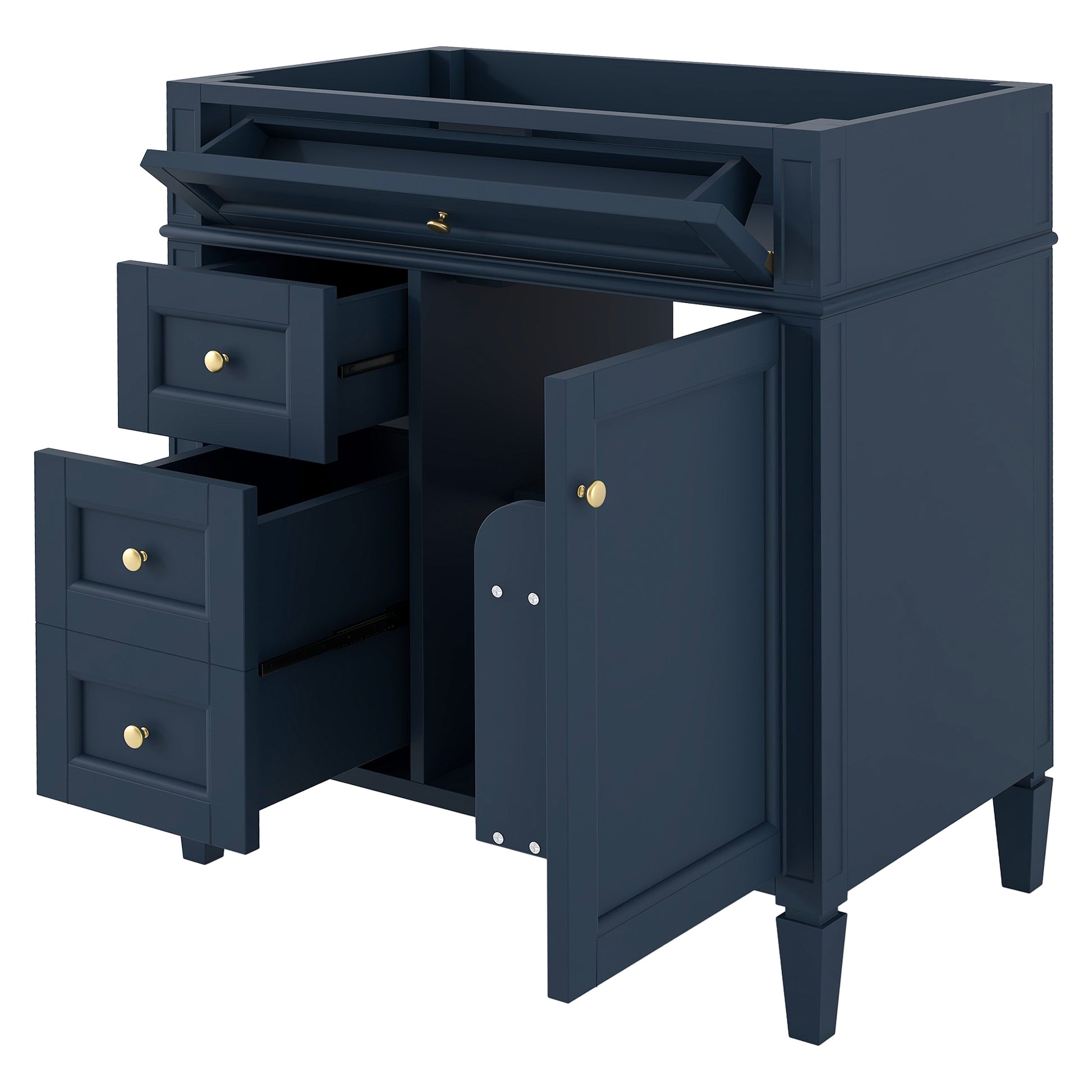 30'' Bathroom Vanity Without Top Sink, Modern Bathroom Storage Cabinet With 2 Drawers And A Tip Out Drawer Not Include Basin Blue Bathroom Solid Wood Mdf