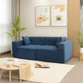 Modern Teddy Velvet Sofa,Full Foam 3 Seat Compression Sofa,The Soft Polyester Cotton Cushion And Wide Seating Depth Make The Large Sofa Have A Small Volume Blue Linen Wood Primary Living Space Soft