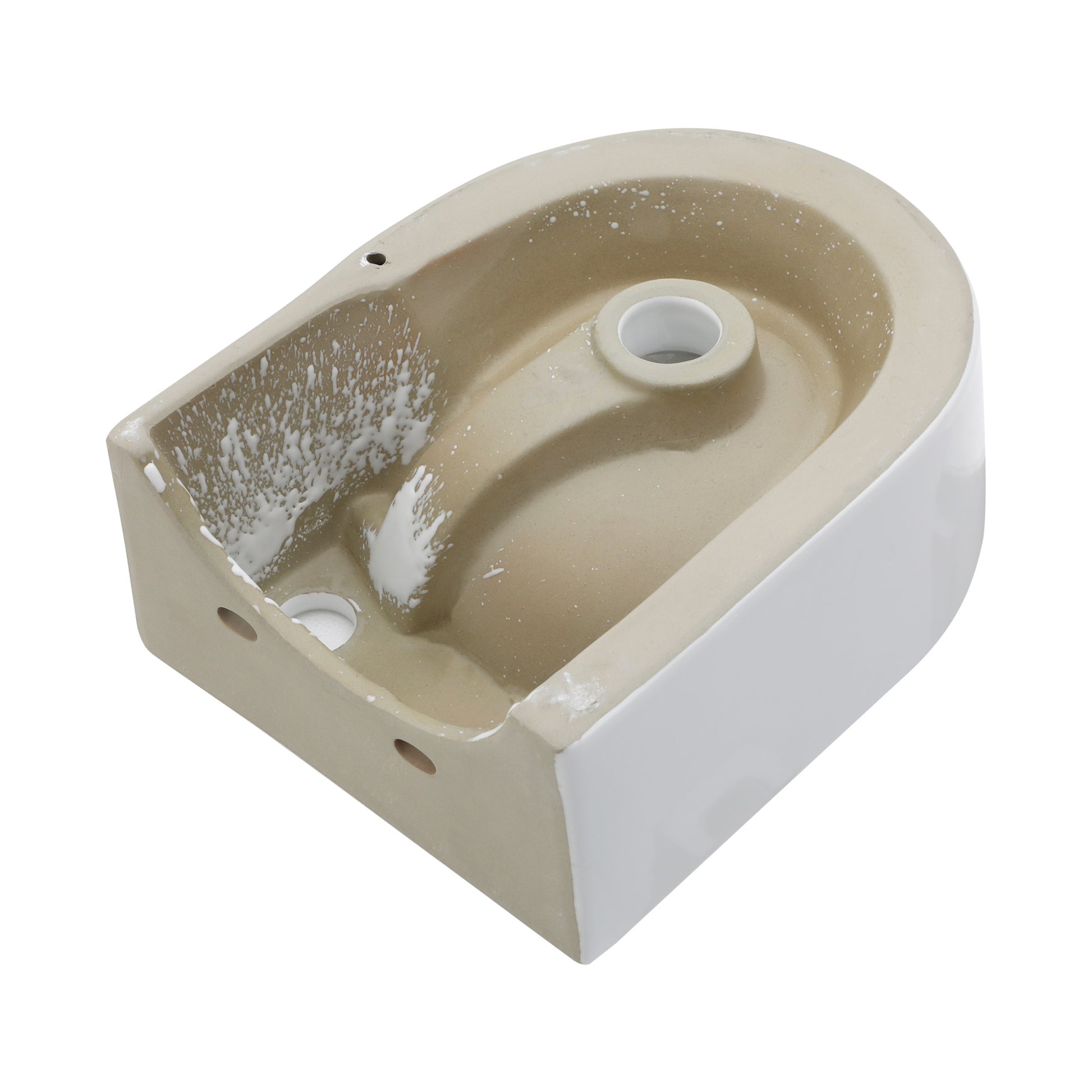 13X10.44 Inch White Ceramic Rectangle Wall Mount Bathroom Sink With Single Faucet Hole White Ceramic