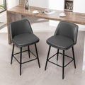 Counter Height Swivel Bar Stools Set Of 2, 360 Swivel Upholstered Barstools With Back And Metal Legs, 25.6