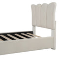 Twin Size Upholstered Platform Bed Velvet Upholstered Bed, Beige Twin Beige Velvet