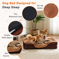 Memory Foam Pet Bed For Small Dogs & Cats With Washable Removable Cover Non Slip Base Waterproof Liner Egg Crate Foam For Improved Sleep, Brown,Medium Brown Fabric