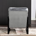 Classic Mid Century Modern Accent Chair With Durable Square Metal Frame, Armchair For Living Room, Bedroom, Home Office In Plush Velvet Upholstery, Grey Grey Velvet