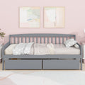 Twin Size Pine Wood Daybed With Two Storage Drawers, Sofa Bed With Bed Platform Of 10 Support Slats,Grey Twin Grey Pine