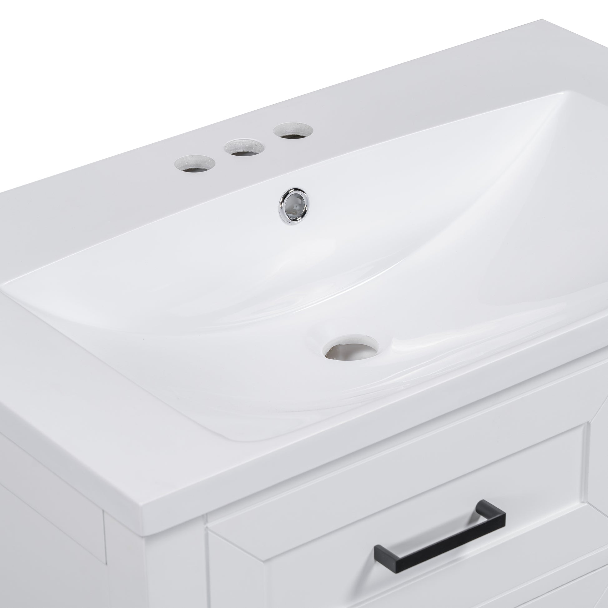 30" Bathroom Vanity With Sink Combo, White Bathroom Cabinet With Drawers, Solid Frame And Mdf Board White Solid Wood Mdf