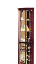 Huxley Cherry Finish Curio Cabinet Corner Cherry Synthetic Wood