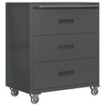 Heavy Duty Metal Storage Cabinet With Wheels 3 Drawer Tool Cabinet For Garage, Office, And Home Organizer Solutions, Black Gray Black Steel