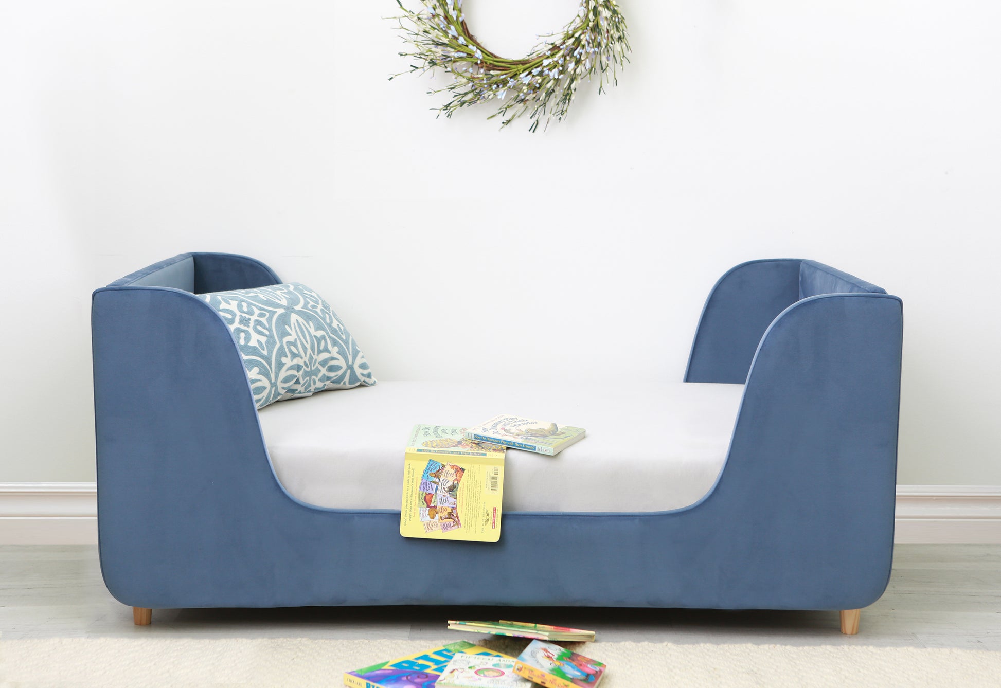 Bodhi Upholstered Toddler Bed In Dusk Blue Blue Polyester