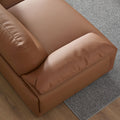 147.24'' Oversied Modern Sectional Curved Shaped Sofa Couch For Living Room,Upholstered 5 Seat Sofa Eco Leather Couch Set,Brown Brown Foam 5 Seat