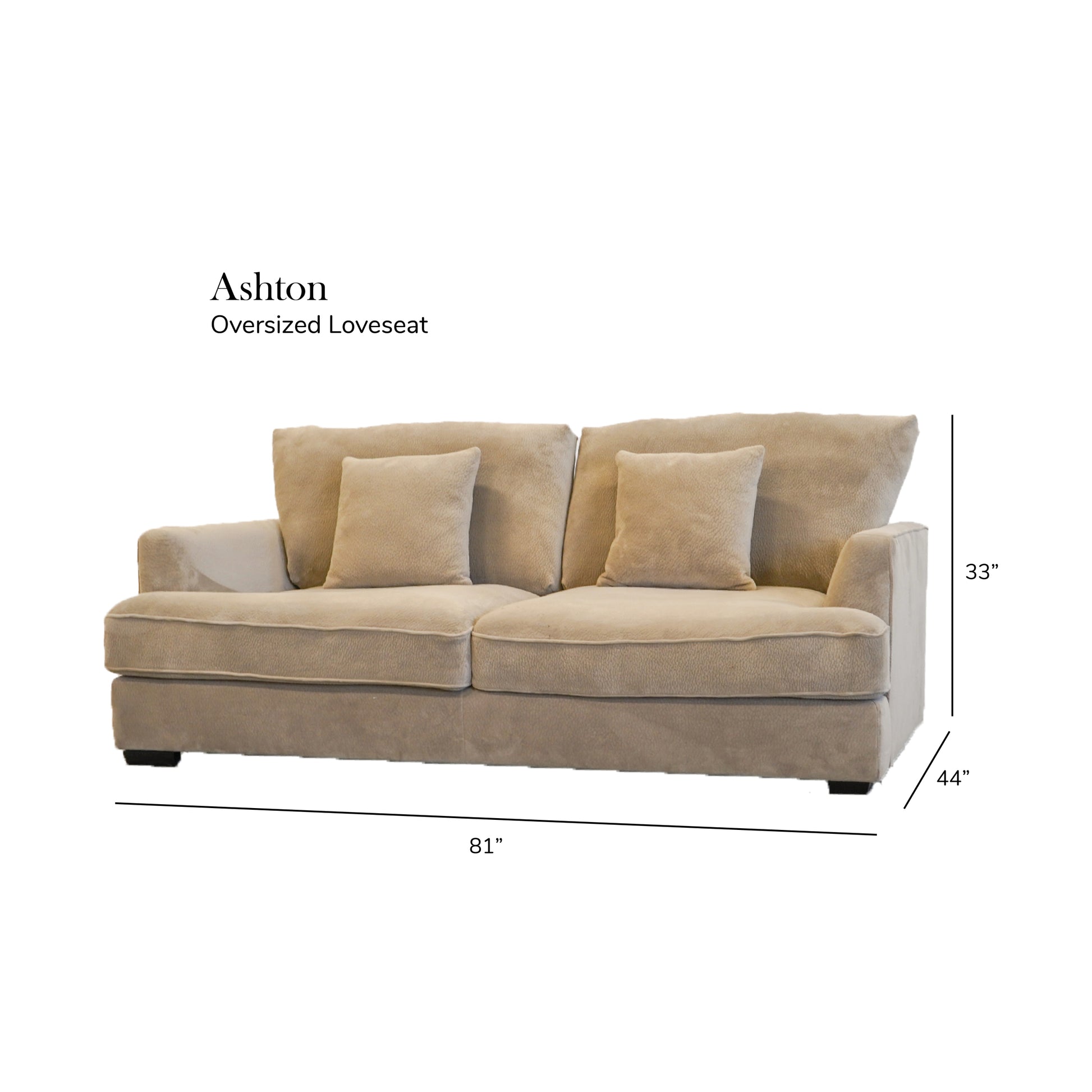 Ashton Beige Down Loveseat Beige Wood Chenille