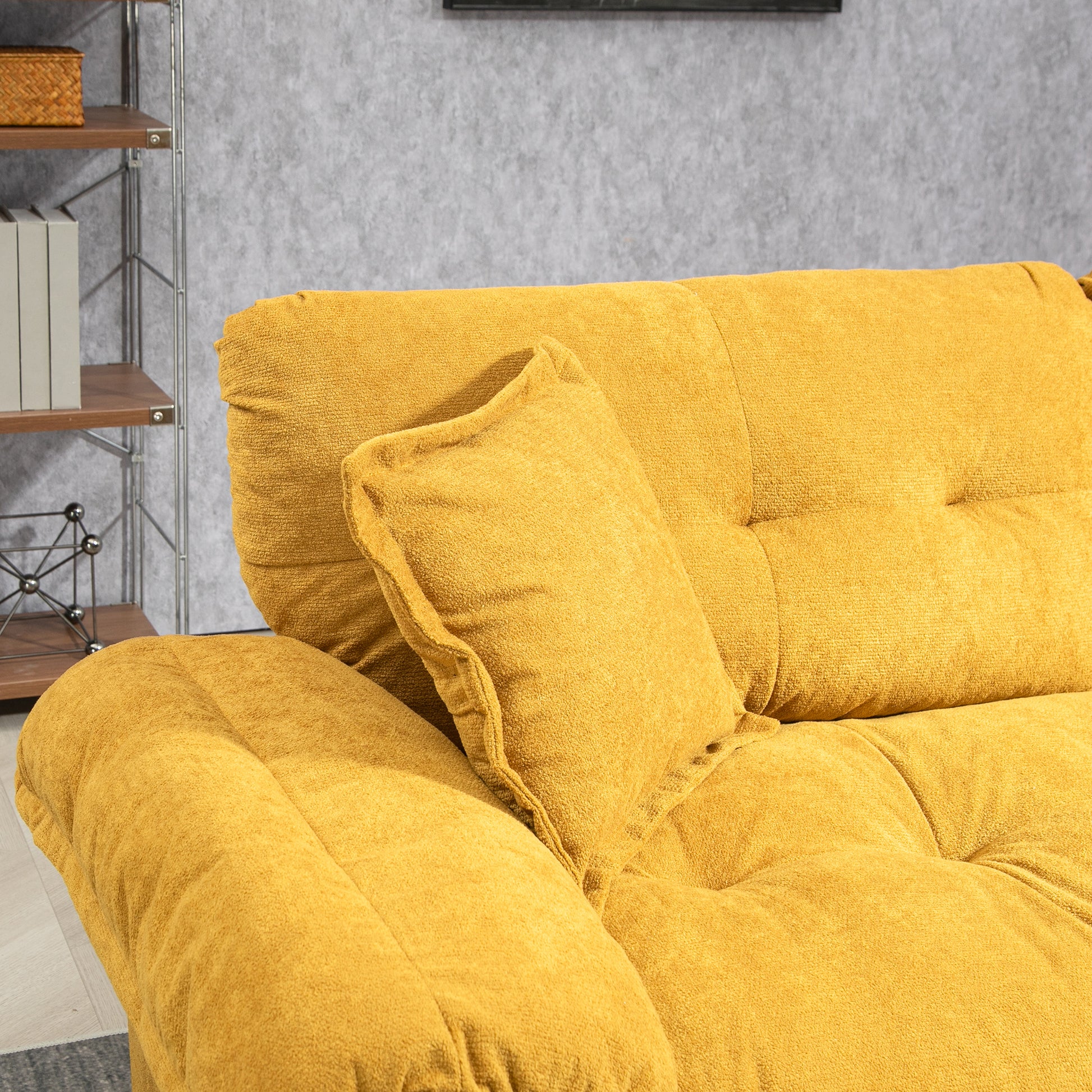 84" Chenille Recliner Sofa Small Sofa Loveseat Deep Seat Sofa Couch With 2 Throw Pillows & Memory Foam For Living Room Apartment Office Lounge Yellow Yellow Memory Foam Chenille,Upholstered 2 Seat