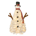 4Ft Pre Lit Christmas Tree With 100 Lights, Snowman Shaped Artificial Christmas Tree, Xmas Tree With 380 Branch Tips, Pvc Festival Celebration Decoration Inside And Outside White Pvc