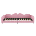Full Size Upholstered Daybed, Sherpa Fabric Sofabed With Cloud Shaped Backrest, No Box Spring Needed, Pink Full Pink Wood Fabric