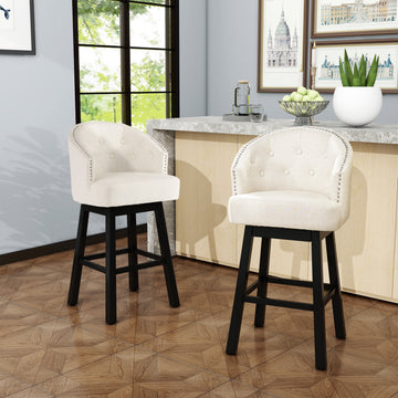 Ogden Kd Swivel Barstool Set Of 2 Beige Fabric