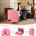 Pp Luggage Sets 3 Piece 20 24 28 , Expandable Carry On Luggage With Tsa Lock Airline Approved, Pp Materials Hard Shell And Lightweight Suitcase With Spinner Wheels Pink Pink Polypropylene