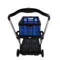 Folding Service Cart With Wheels Double Decker, Shopping, Library, Office Warehouse Moving Carts Black Blue Plastic