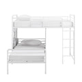 Modern Geo Cutout Colorful Twin L Shaped Bunk Bed White Cool Grey White Mdf Mdf