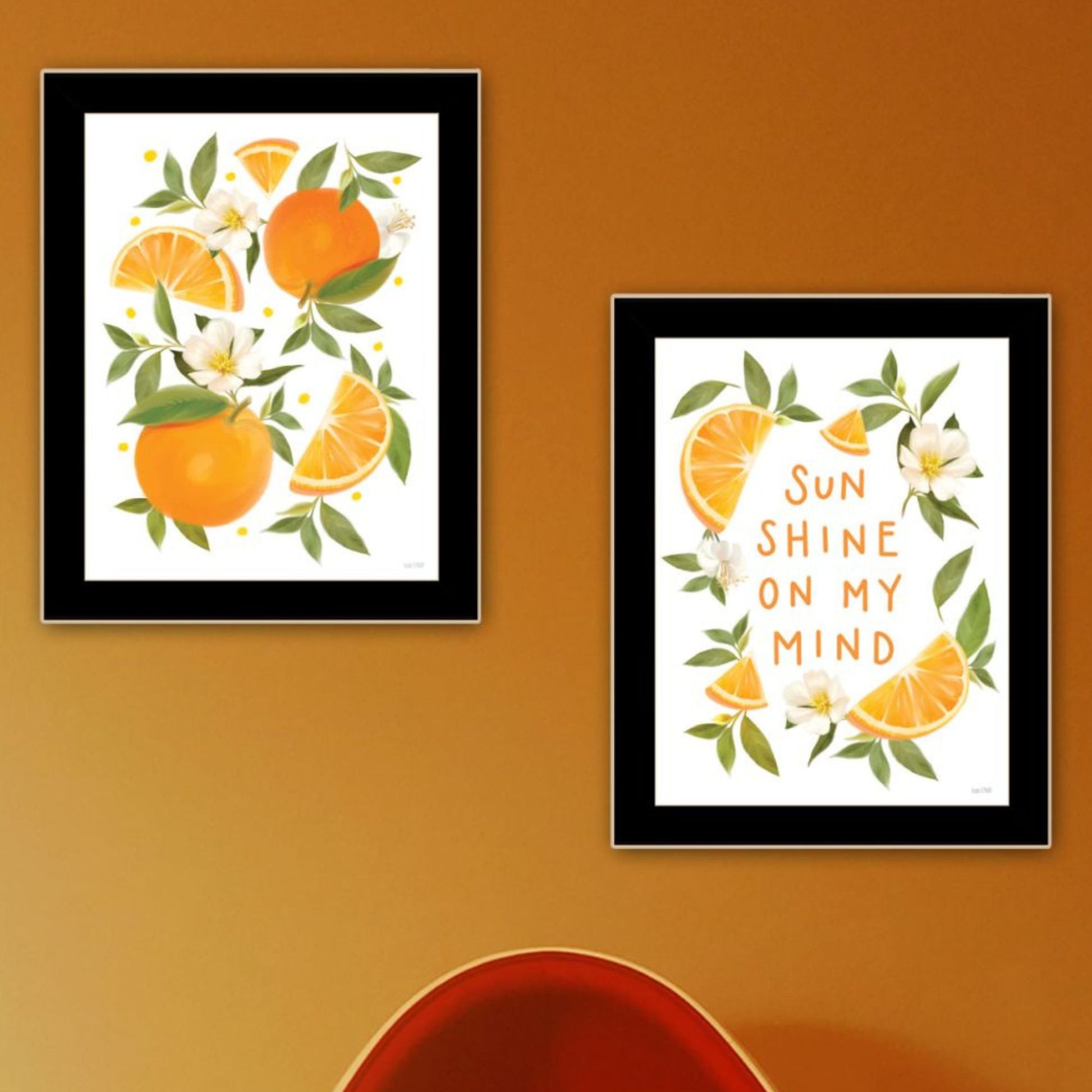 "Sunshine On My Mind Oranges" Framed Wall Art For Living Room, Wall Art Print For Home Decor, Bedroom Wall Art By House Fenway Multicolor Wood Paper