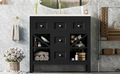 36'' Bathroom Vanity With Resin Sink Combo, Solid Wood Frame Bathroom Storage Cabinet, Freestanding Vanity Set With 5 Drawers& Soft Closing Doors Same As Sw000141Aab Black Bathroom Solid Wood Mdf Resin