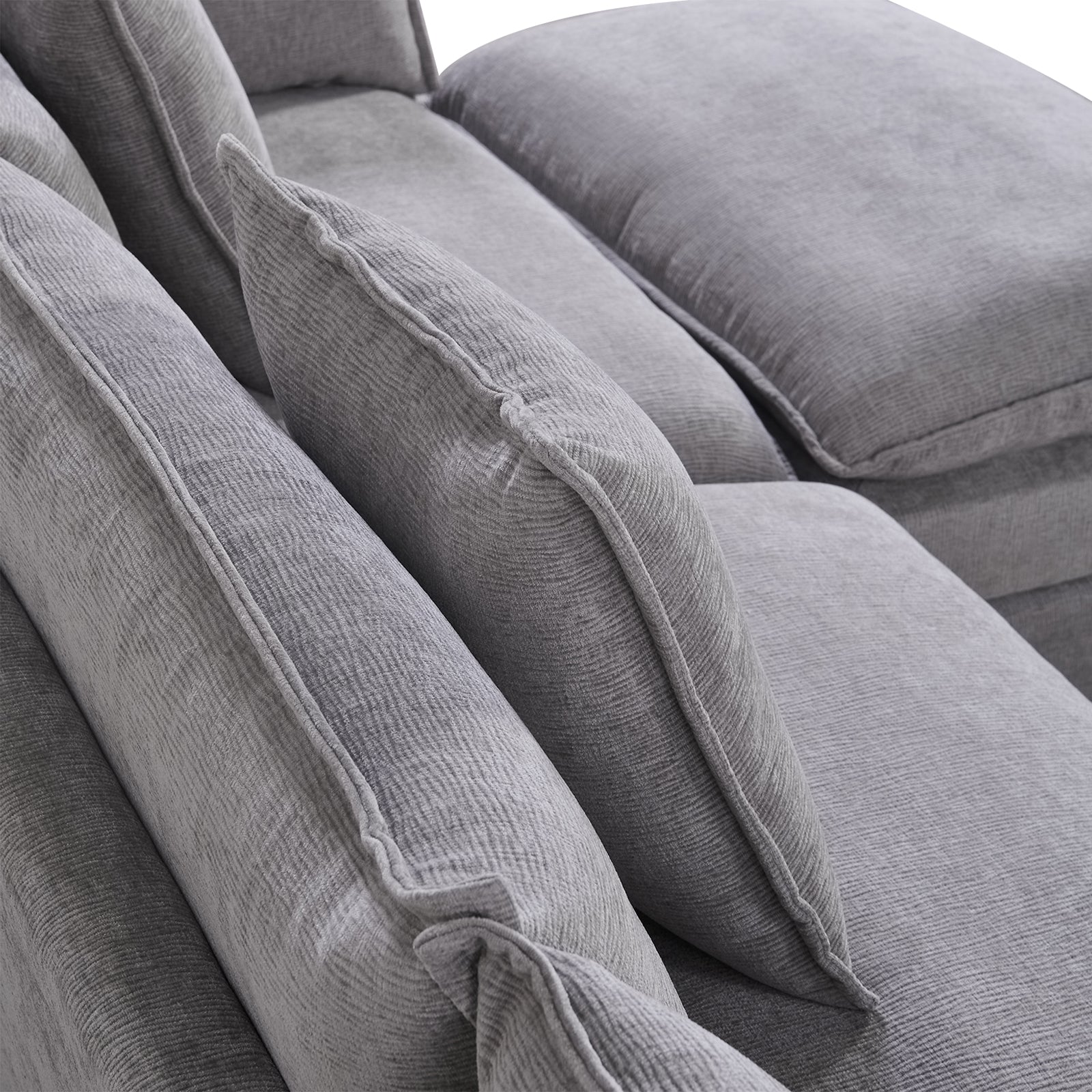 108.66"Modern Chenille L Shaped Sectional Sofa With Convertible Chaise, Comfy Cloud Couch Deep Sectional Sofa With Ottomans For Living Room Light Gray Wood Foam Chenille 3 Seat