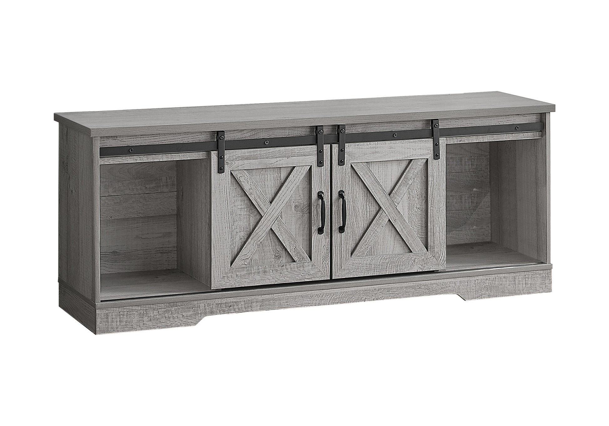 Tv Stand, 60 Inch, Console, Media Entertainment Center, Storage Cabinet, Living Room, Bedroom, Grey Laminate, Transitional Grey 80 89 Inches Particle Board