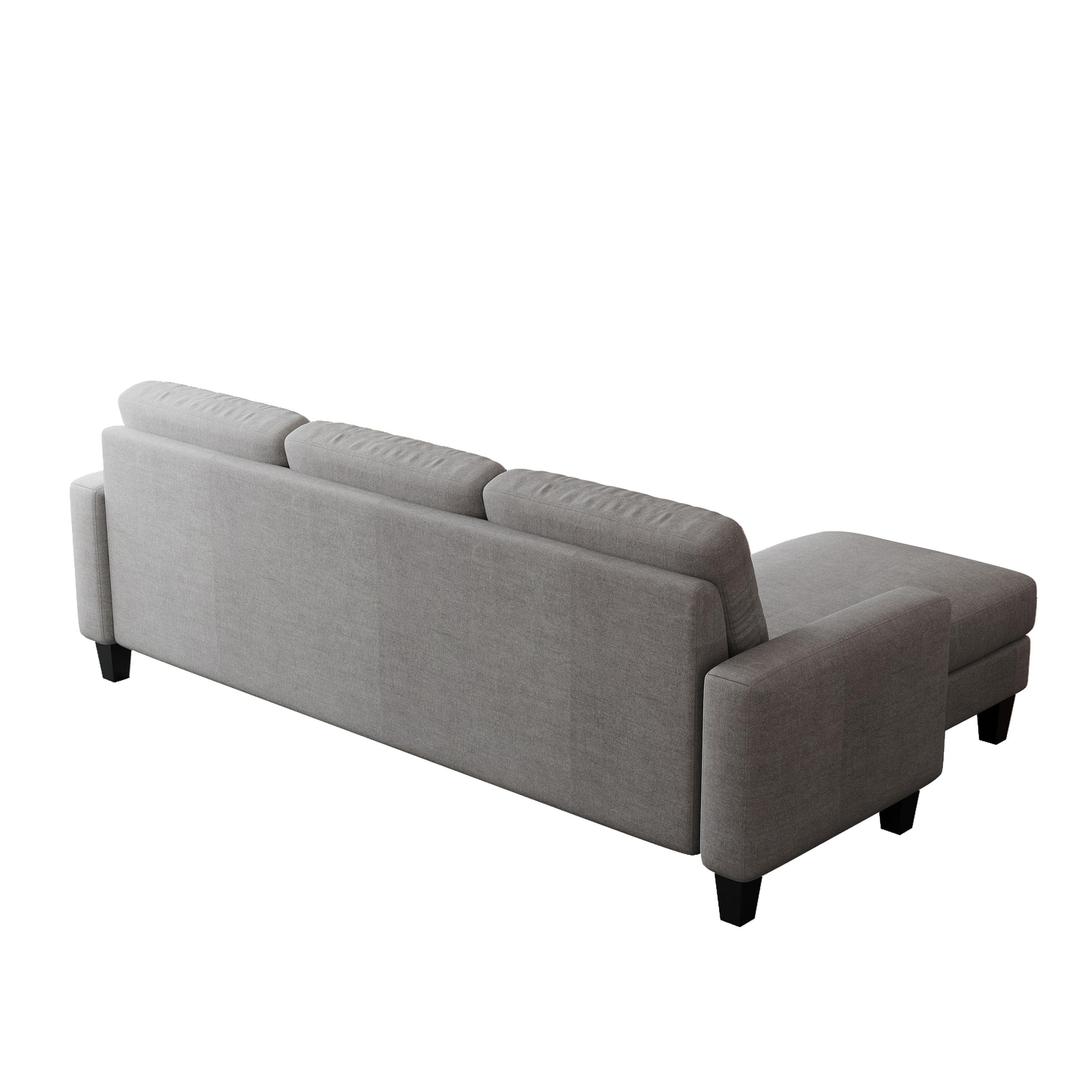 Living Room Furniture With Polyestr Fabric L Shape Couch Corner Sofa For Small Space Grey Grey Foam Polyester 3 Seat