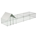 26'Lx6.7'Wx6.6' Ft Large Metal Chicken Coop, Walk In Chicken Run, Galvanized Wire Poultry Chicken Hen Pen Cage, Rabbits Duck Cages With Waterproof And Anti Ultraviolet Cover For Outside Silver Metal