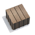 Patio Floor Tiles Pack Of 11 Wpc Wood Plastic Composite Patio Deck Tiles Diy Interlocking Decking Tiles, Quick Deck Floor Tile, Court Tile, Water Resistant Indoor Outdoor 11.8