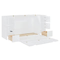 Full Size Murphy Bed With Drawers, Cabinets And Usb Ports,White Full White Mdf Lvl