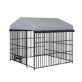 Large Dog Kennel Outdoor Pet Pens Dogs Run Enclosure Animal Hutch Metal Coop Fence With Roof Cover 6.6'L X 6.6'W X 6.4'H Black Gray Outdoor Kennel Modern,Sporty Xxl 91 Lbs Iron