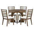 5 Piece Retro Rustic Functional Dining Set Unique Geometric Design, 1 Extendable Table With A 16 Inch Leaf And 4 Upholstered Chairs Ideal For Dining Room And Kitchen Walnut Walnut Solid Wood Mdf