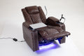 Power Zero Gravity Recliner With Multifunctional Features Storage Armrest & Cup Holder Laptop Table & Phone Holder Reading Light & Led Infinite Position Recline For Living Room & Office Brown Leather