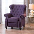 Accented Push Back Recliner Chair With Rolled Arms In Plum, Enjoy Cocooning Comfort Plum Fabric