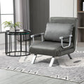 Homcom Single Person Folding 5 Position Convertible Sofa Bed Sleeper Chair Chaise Lounge Couch W Pillow & Steel Frame, Dark Grey Dark Grey Fabric