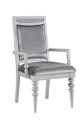 Maverick Fabric & Platinum Finish Arm Chair Set Of 2 Silver Fabric,Synthetic Wood