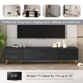 Tv Stand For 65 Inch Tv, Entertainment Center Tv Media Console Table, Modern Tv Stand With Storage, Tv Console Cabinet Furniture For Living Room Black 70 79 Inches Mdf