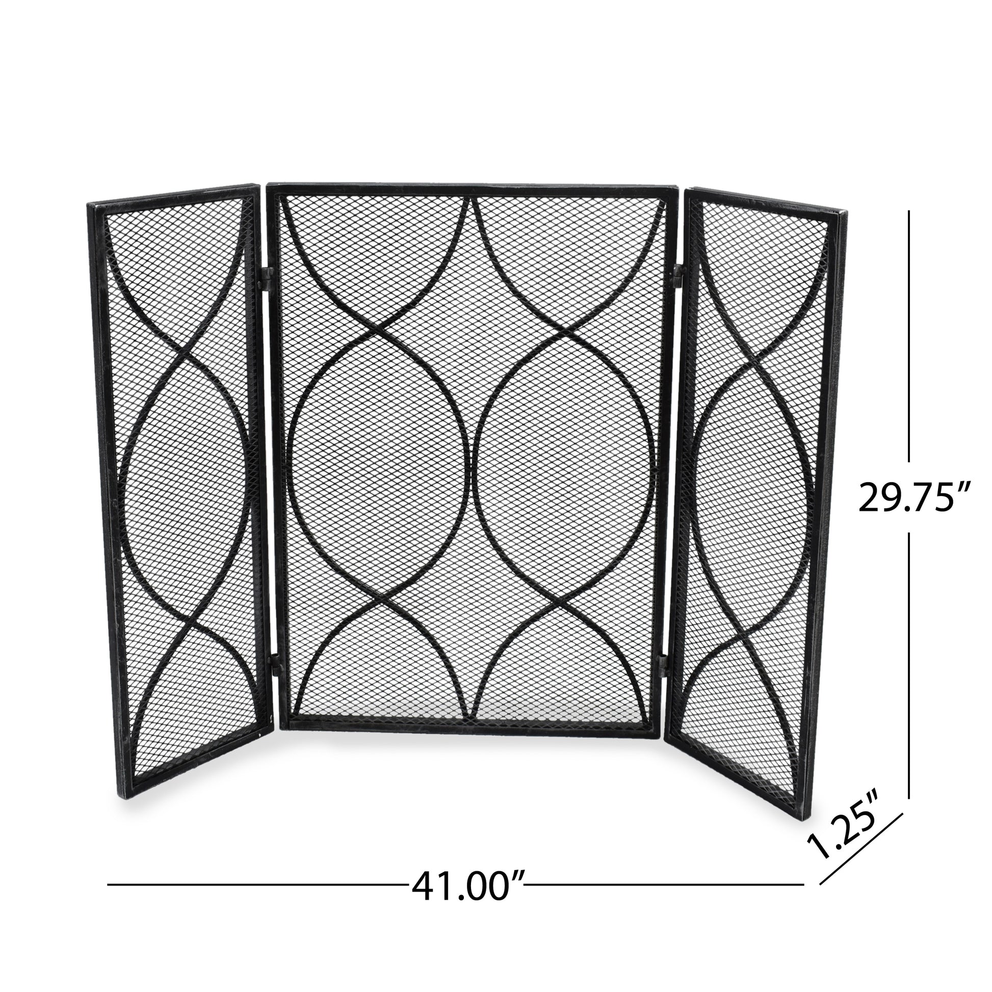 Fire Screen Black Silver Iron